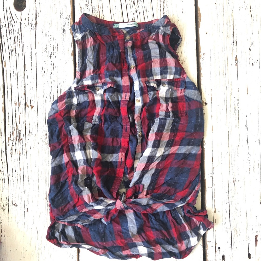 Women’s red white blue button tank M 4th of July